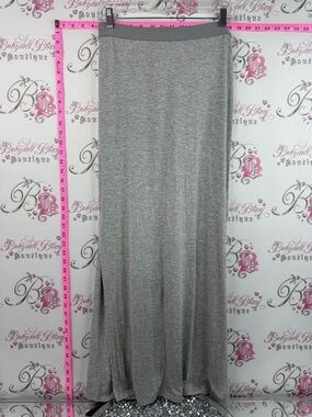 H&M long maxi skirt flowy stretchy Gray Maxi Skirt with Elastic Waistband